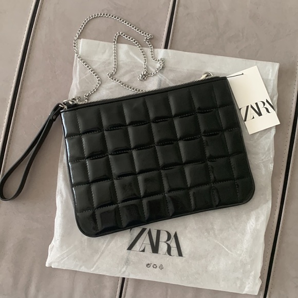 Zara NWT Black Quilted Clutch - Picture 7 of 14